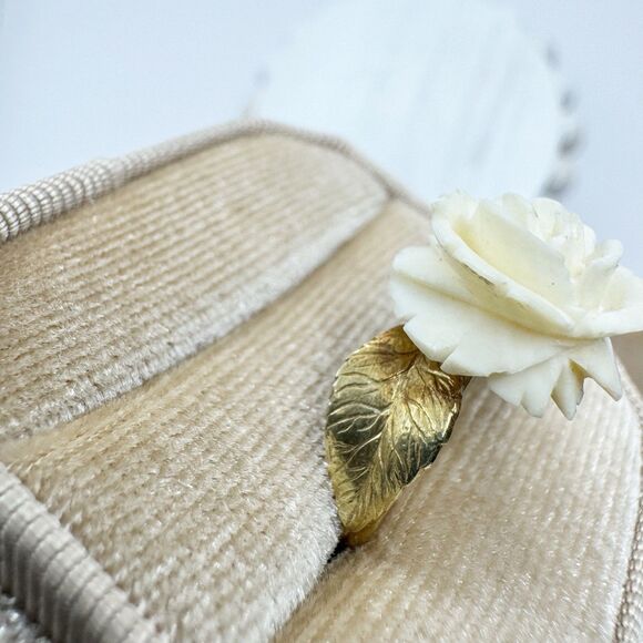 Vtg 14K Yellow Gold Carved Rose Ring With Leaves 2.4g Fine Jewelry Size 5.5 Band - Picture 15 of 16